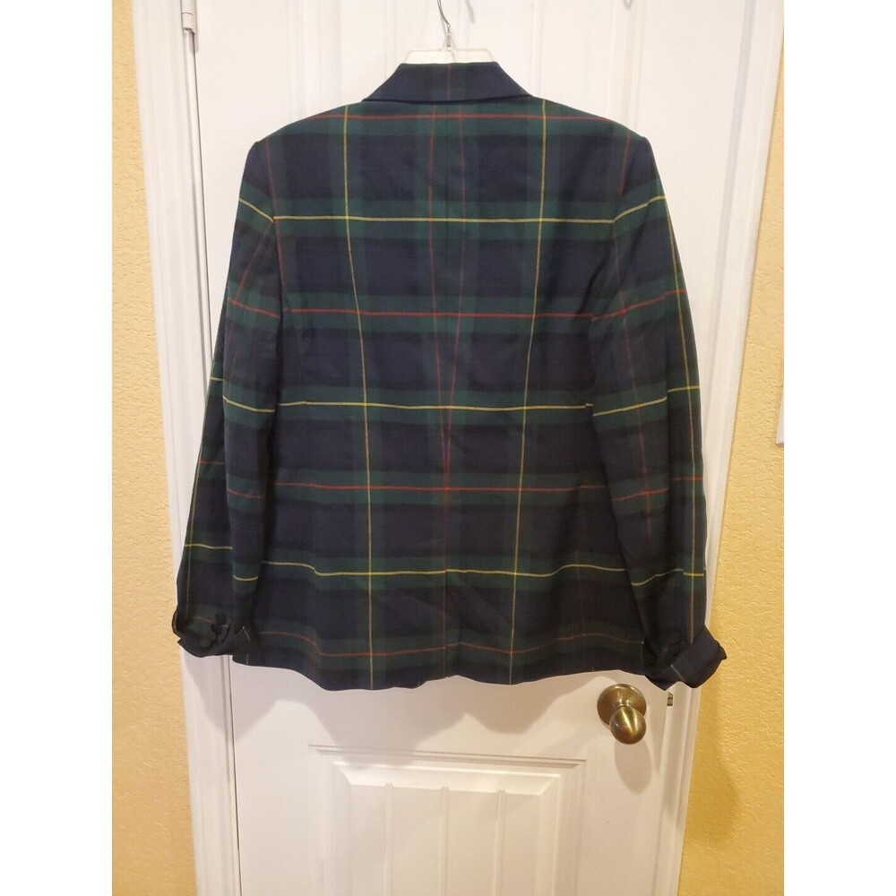 Lauren Ralph Lauren Navy Green Plaid Blazer with Gold Monogram - Picture 13 of 15